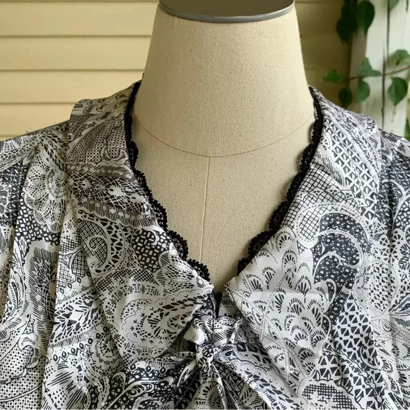 Christian Dior Loungewear Vintage Kaftan Dress Robe Black & White Paisley Size L - Picture 11 of 15